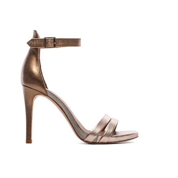 NWT Joie Women's Jena Gold Open Toe Stiletto Ankle Strappy Heels Size 8.5 - Picture 2 of 5